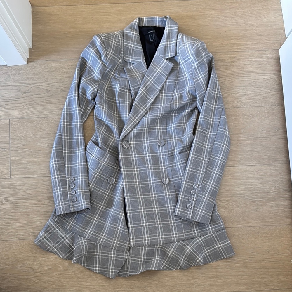 Forever 21 Gray Blazer Structured Suit Jacket